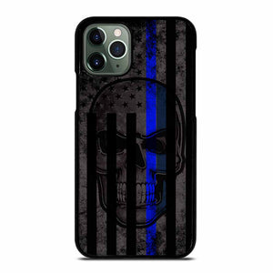 AMERICAN POLICE BLUE LINE SKULL iPhone 11 Pro Max Case