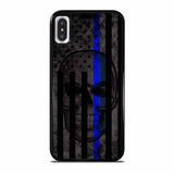 AMERICAN POLICE BLUE LINE SKULL iPhone X / XS case