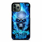 BIKER SKULL FLAMING BLUE iPhone 11 Pro Max Case