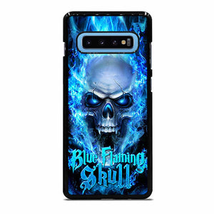BIKER SKULL FLAMING BLUE Samsung Galaxy S10 Plus Case