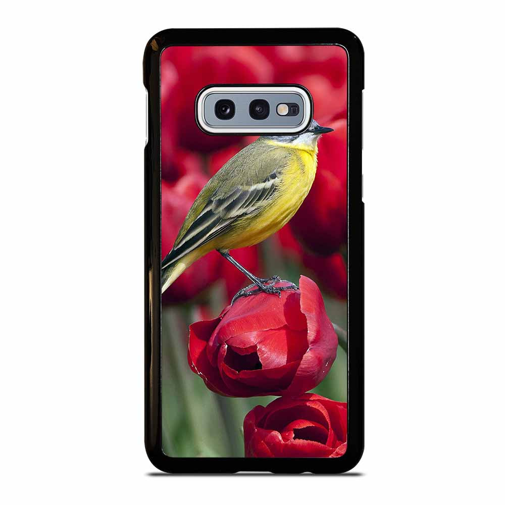 BIRD STANDING ON TULIP Samsung Galaxy S10e case